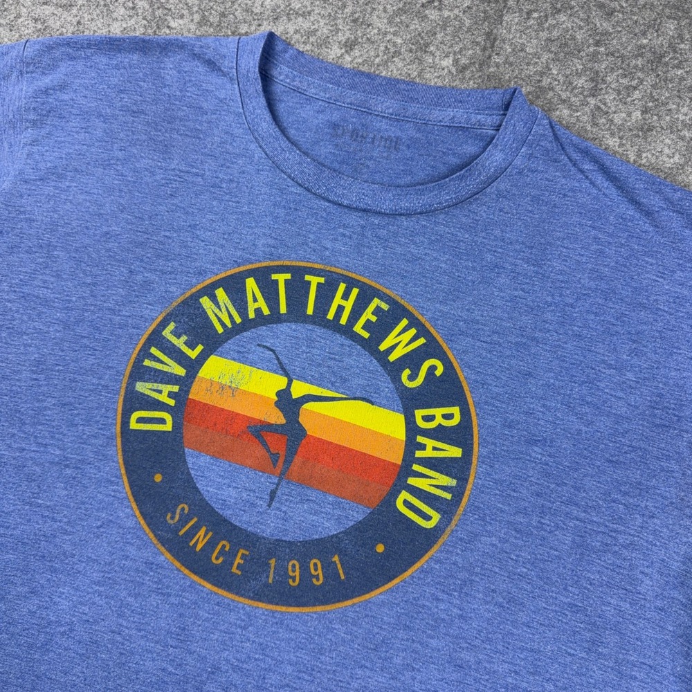 Dave Matthews Band Shirt Mens XL Blue Firedancer Graphic Concert Tour Music Tee